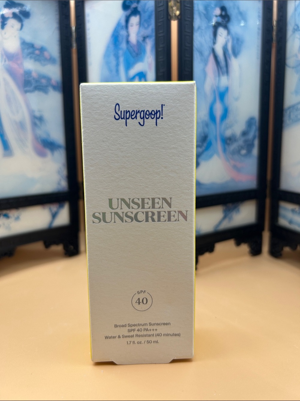 Supergoop! Unseen Sunscreen in White with Yellow Trim